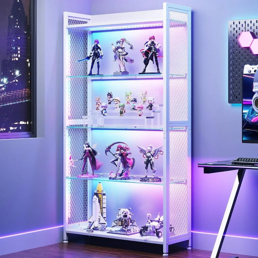 Glass Cabinet Display - Vitrina con Estantes de Vidrio Abiertos,