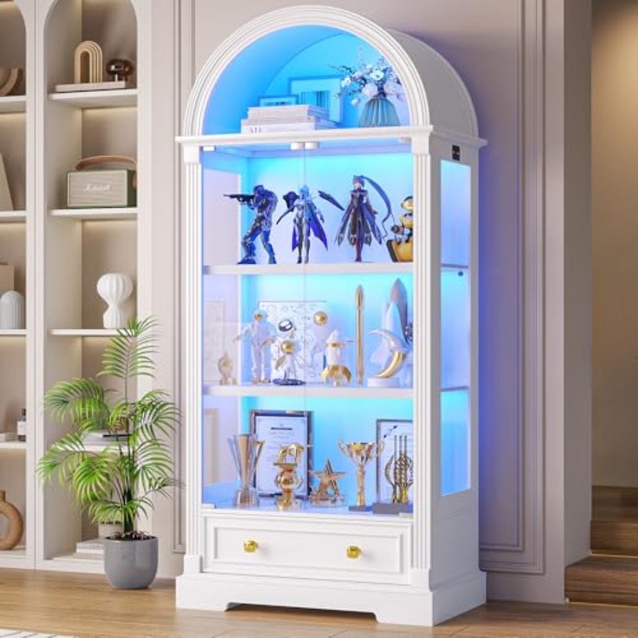 Glass Cabinet Display - Vitrina arqueada para sala de estar,