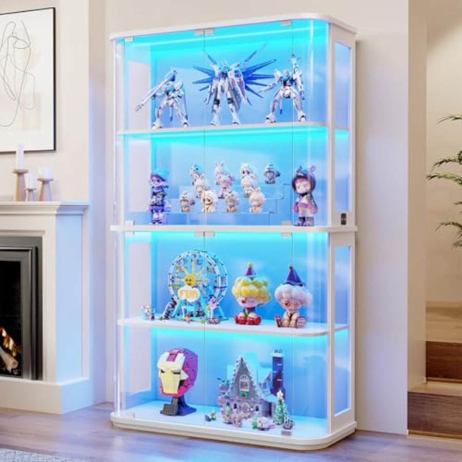 Glass Cabinet Display - Vitrina de exhibición redondeada para uso