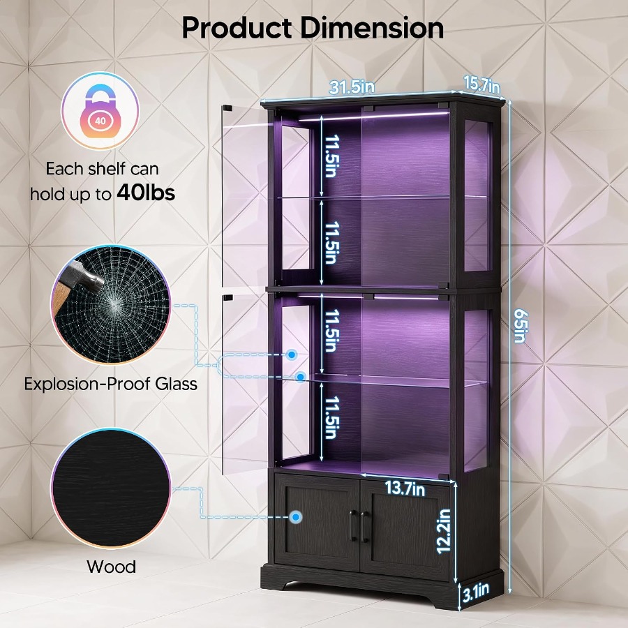 Vitrina con Puerta de Vidrio,  - Glass Cabinet Display reseña y precio