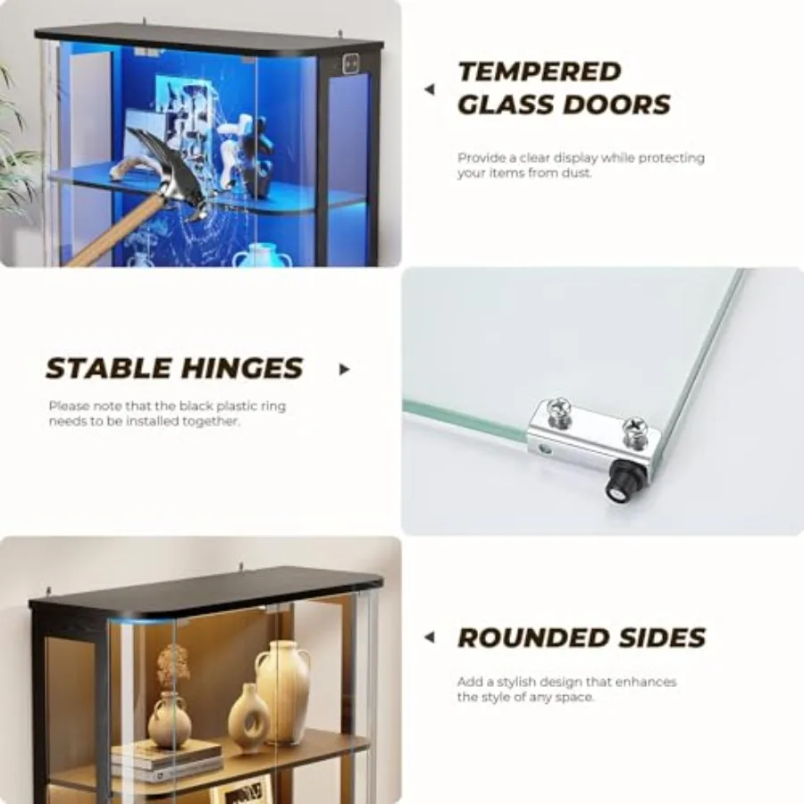 Vitrina de tres niveles con fo - Glass Cabinet Display reseña y precio