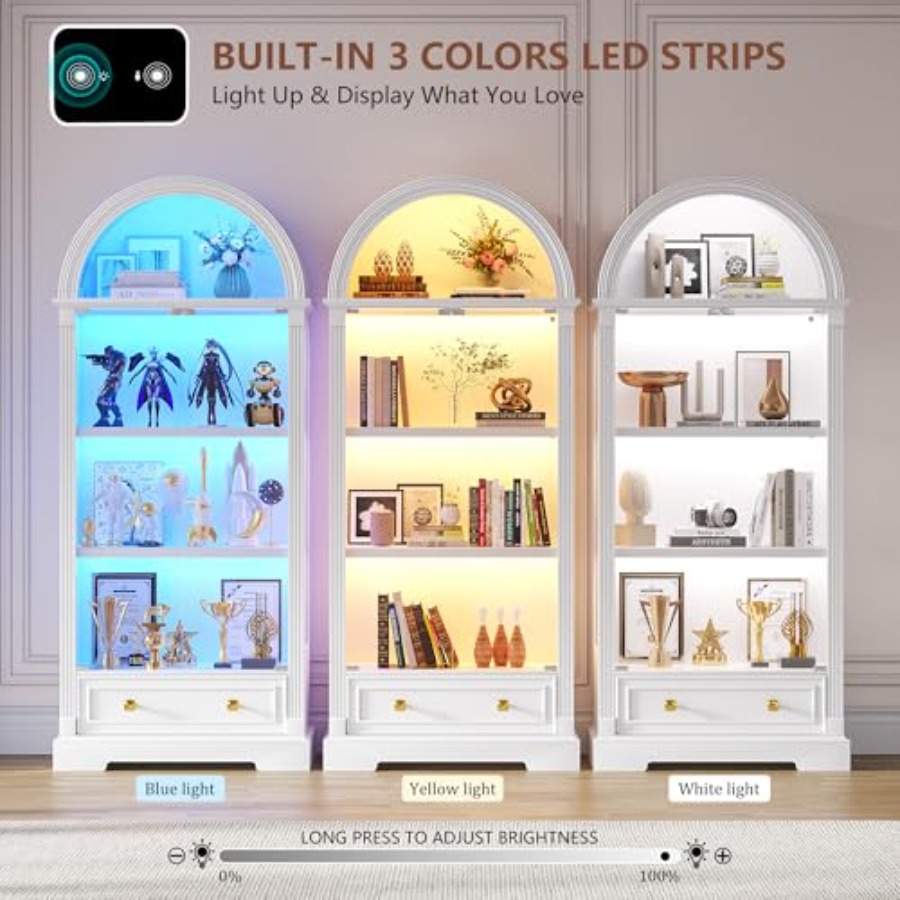 Vitrina arqueada para sala de  - Glass Cabinet Display reseña y precio