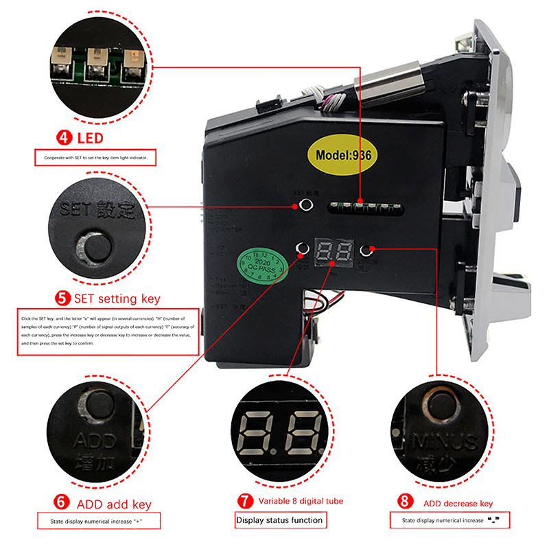 Aceptador electrónico de múlti - Vending Arcade Games reseña y precio