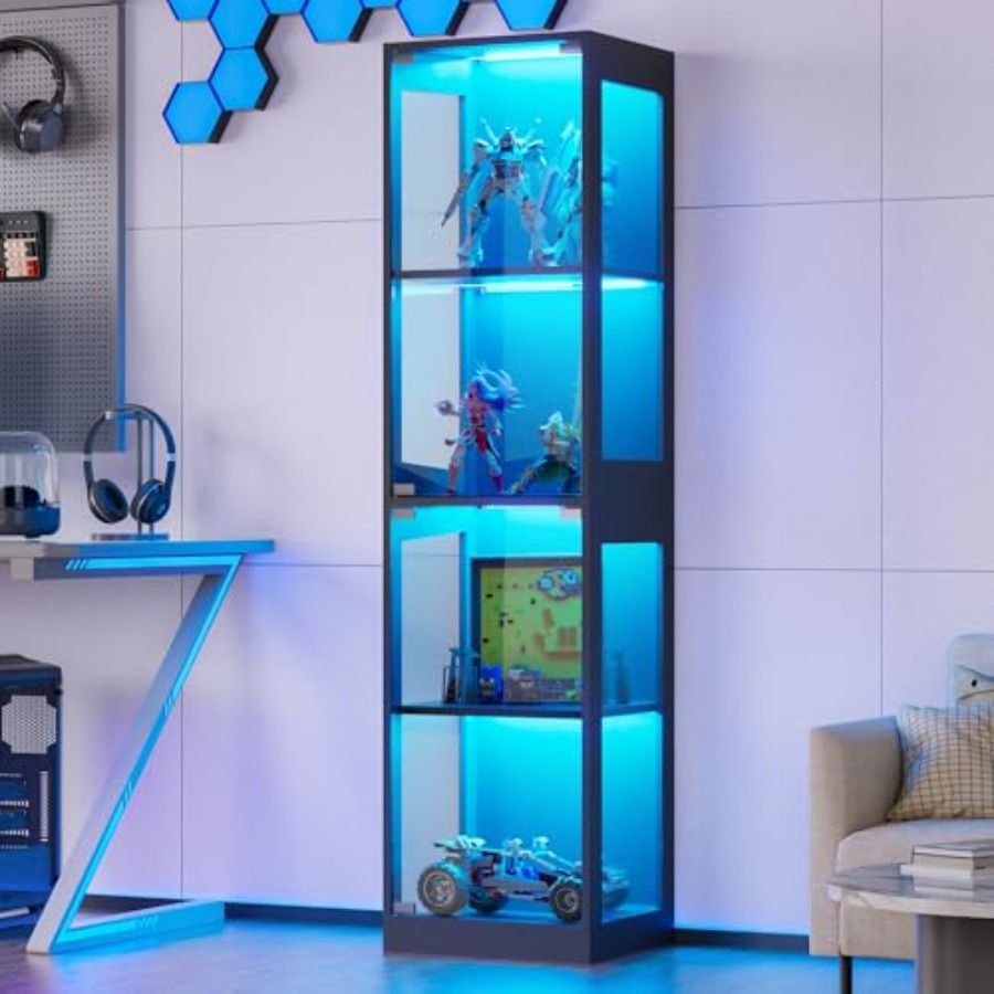 Vitrina de cristal con luces L - Glass Cabinet Display reseña y precio