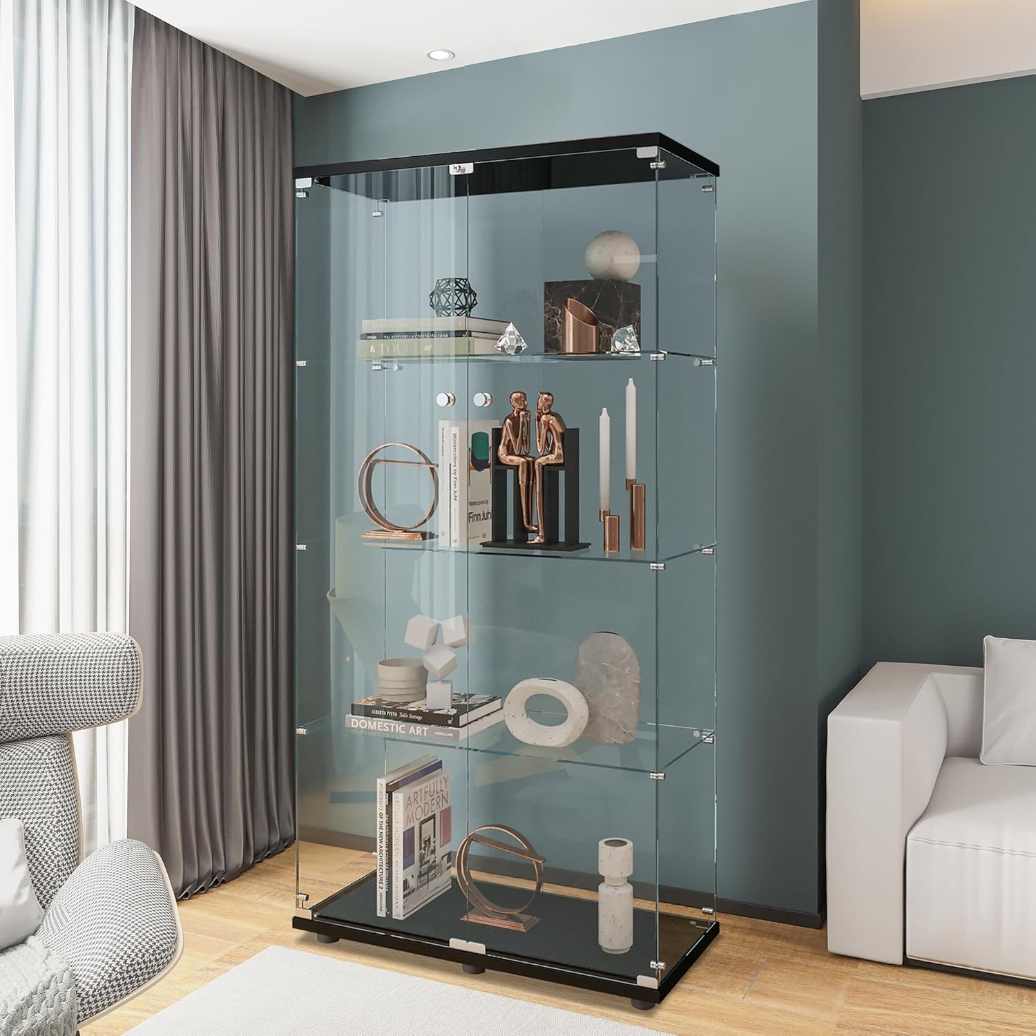 Vitrina de Vidrio con 4 Estant - Glass Cabinet Display reseña y precio